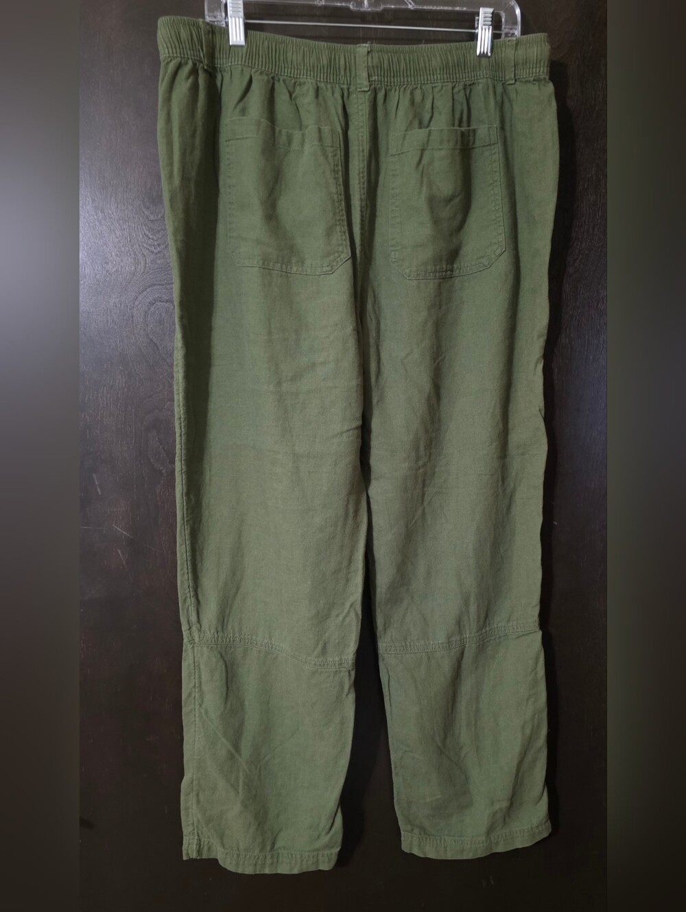 Time and Tru Olive Green Linen Blend Casual Drawstring Pants Size L (12-14) - Picture 3 of 7